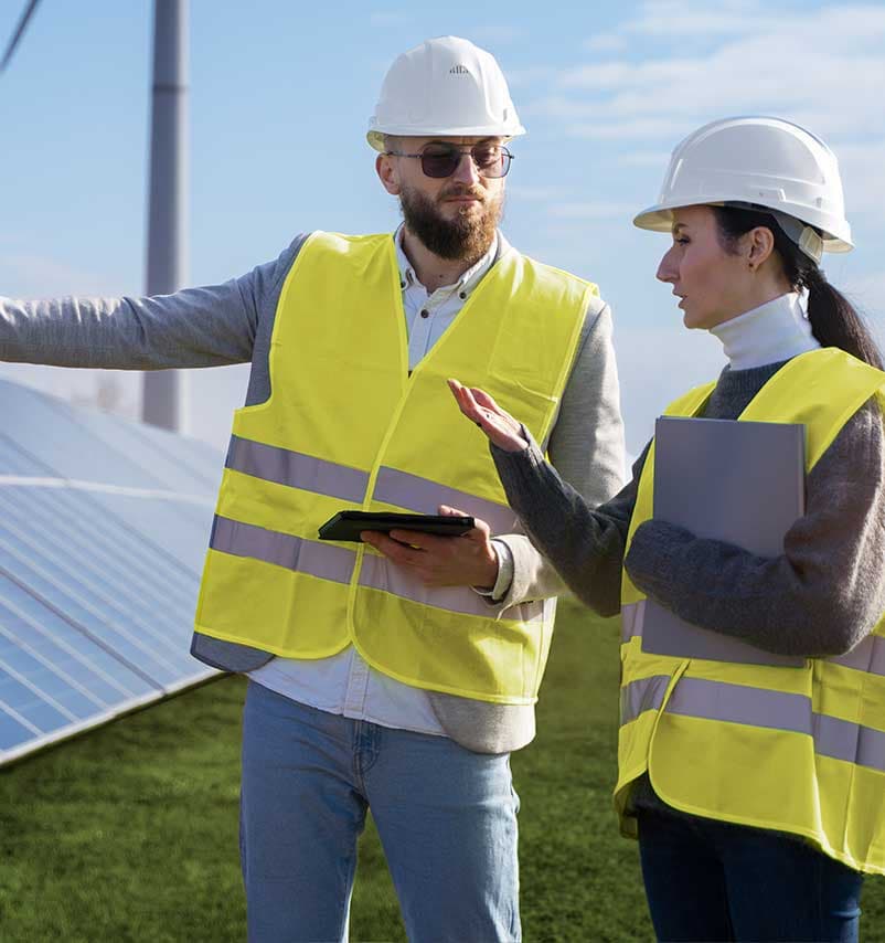 Workers in solar field